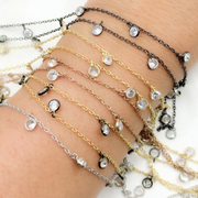 Cubic Zirconia Round 4mm Shape Dangle Chain